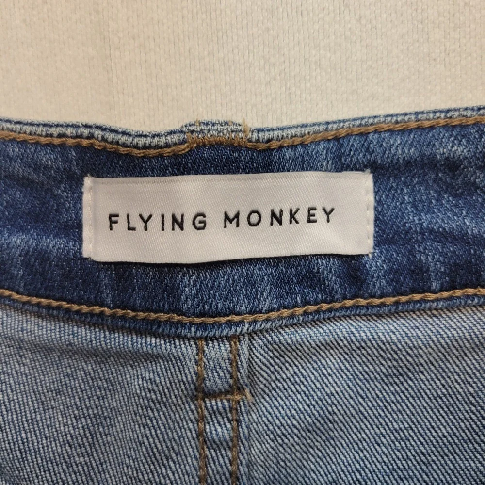 Flying Monkey Jeans Womens 29 Blue Distressed High Rise Straight Leg‎ Denim